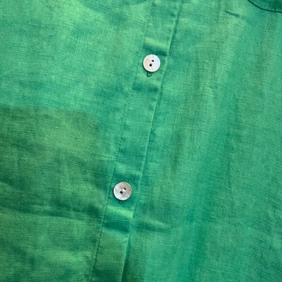 J. Jill Love Linen Shirt Dress Ocean Green Button Down Midi, Size M, NEW - Picture 6 of 12